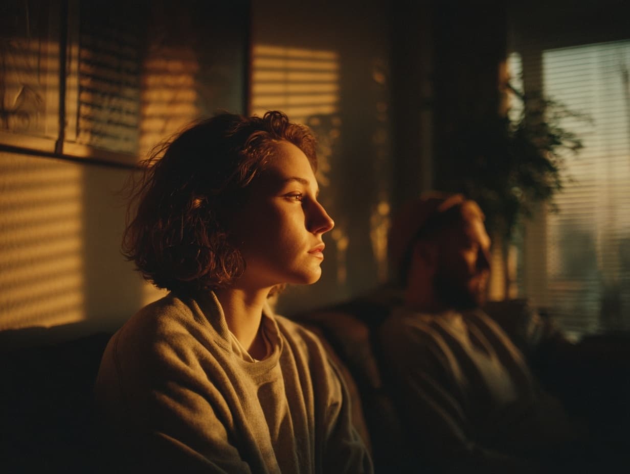 Person sitting in warm sunset light reflecting on relationship uncertainty.