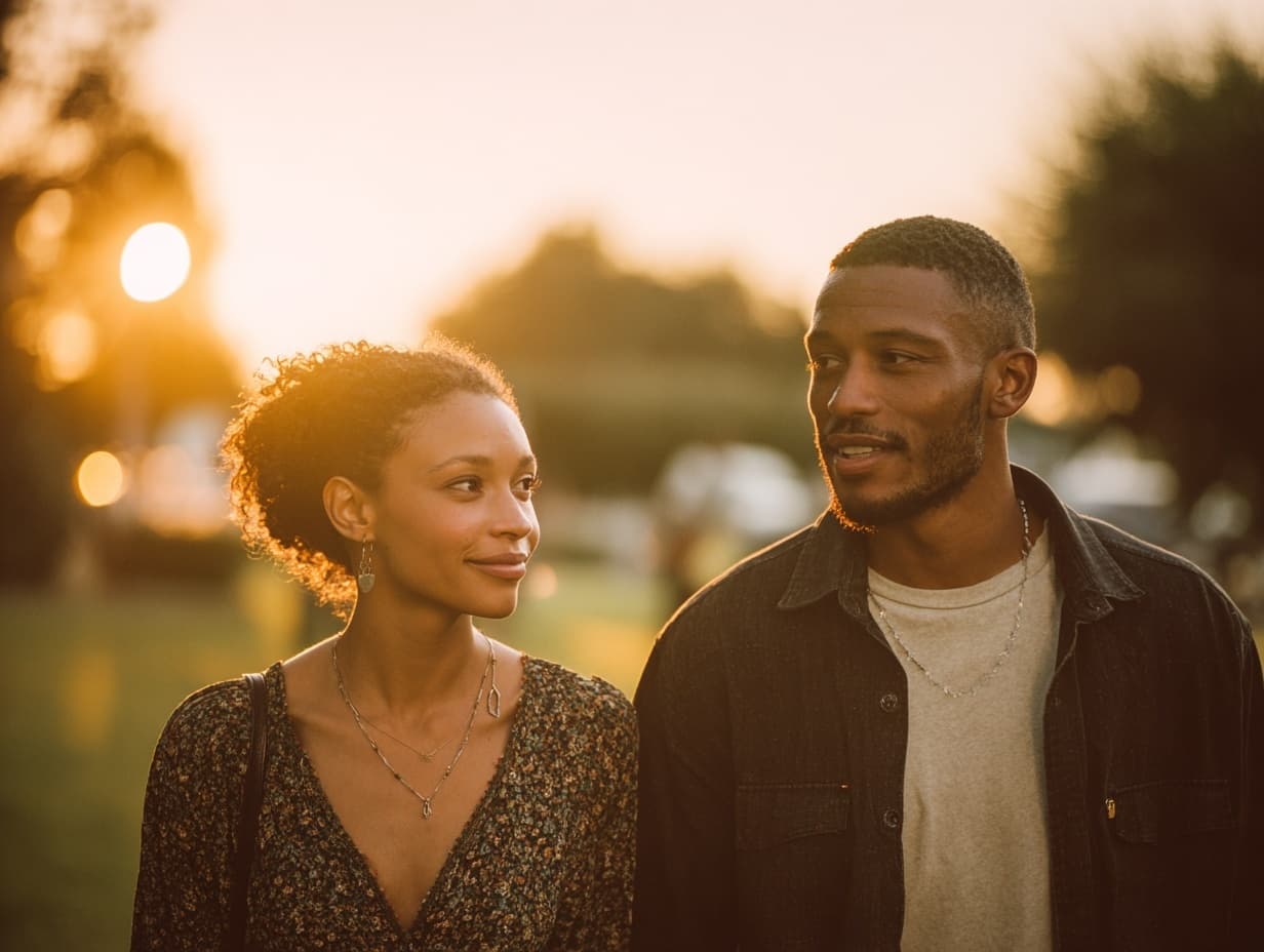 Couple discussing attachment patterns and relationship behavior clues.