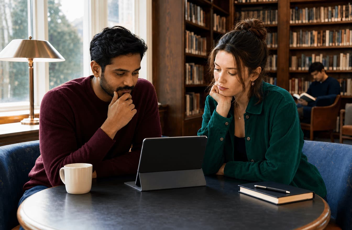 Person comparing Phorrus, relationship quizzes, and therapy options.