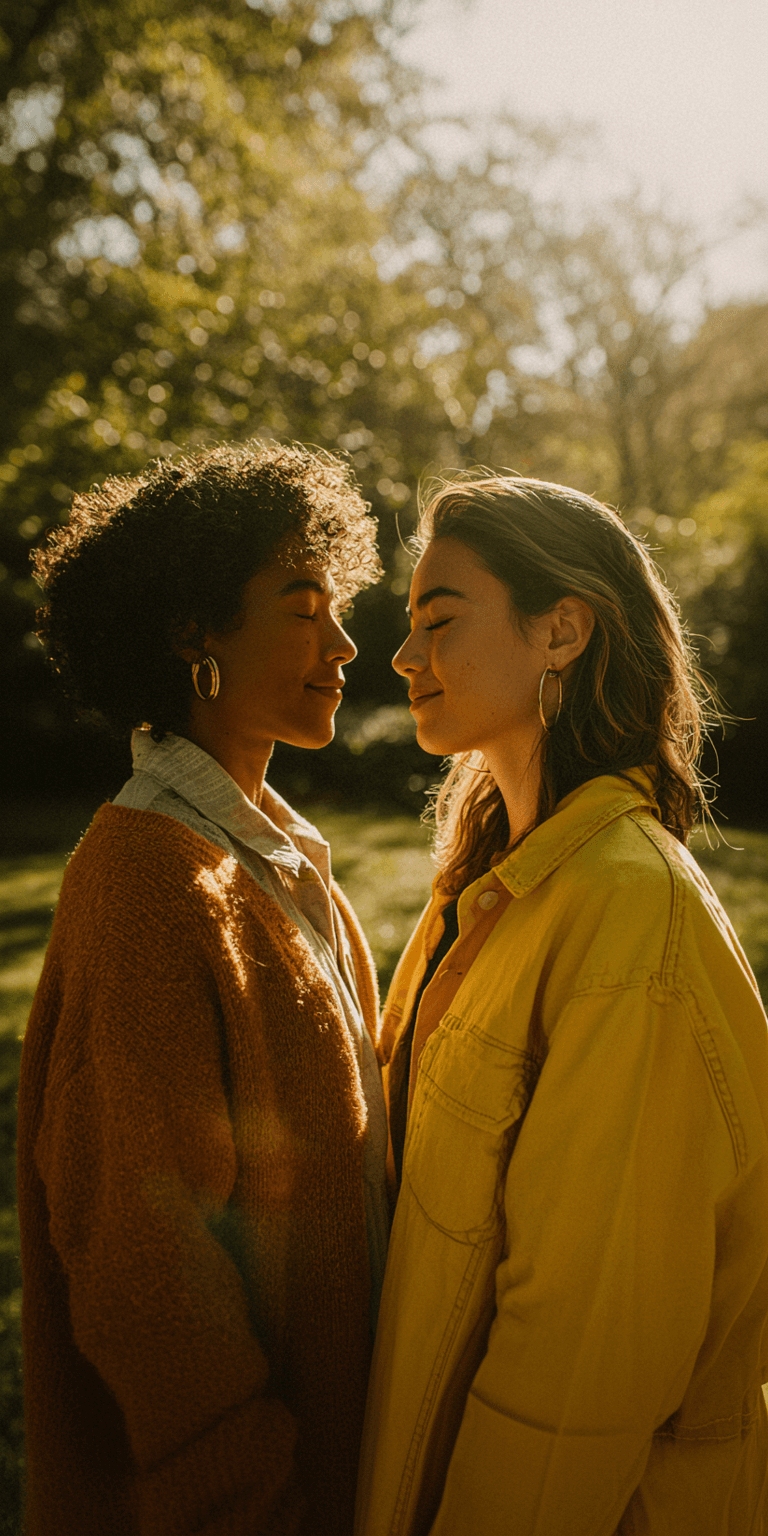 Couple embracing outdoors