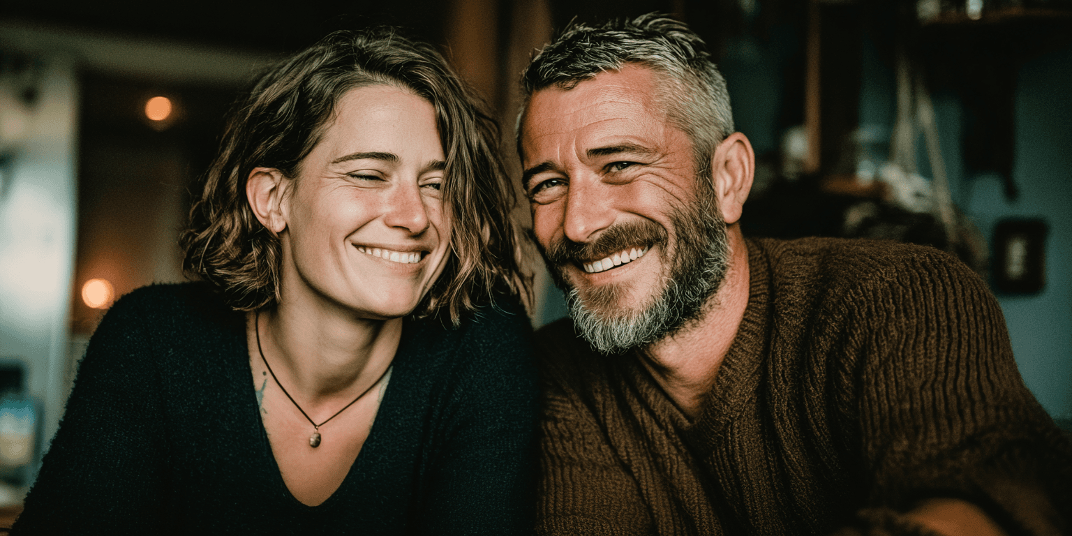 Couple smiling and celebrating