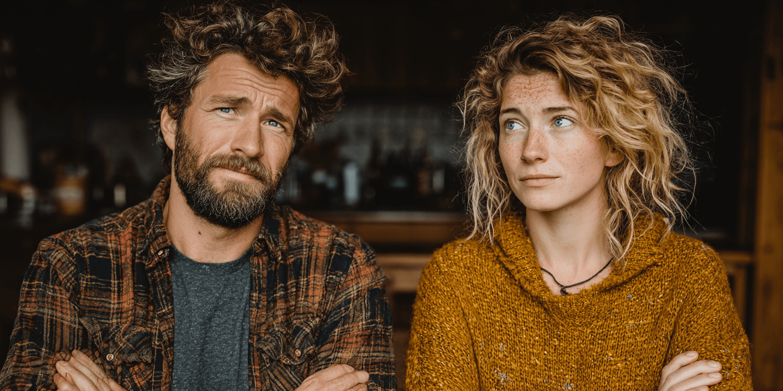 Stressed couple sitting apart on a sofa