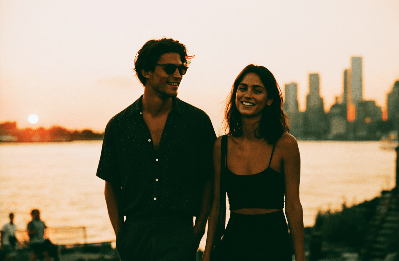 Couple smiling and celebrating